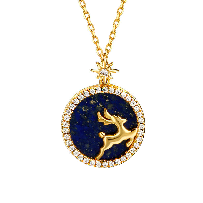 Jeulia "All The Way" Elk Design Lazurite Sterling Silver Necklace