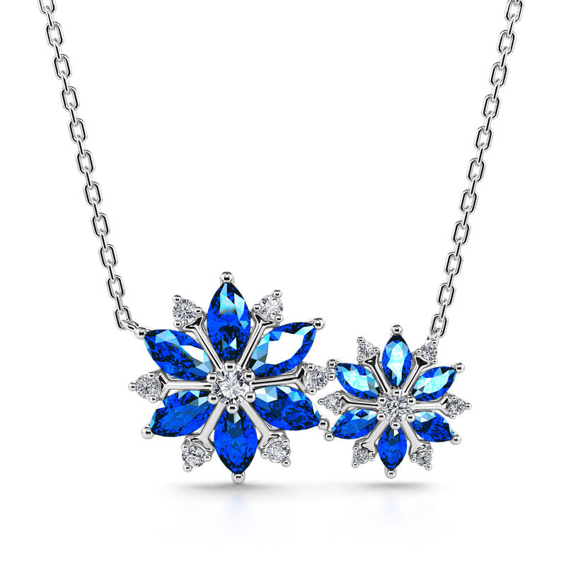 Jeulia "Fancy Snowflake" Marquise Cut Sterling Silver Necklace
