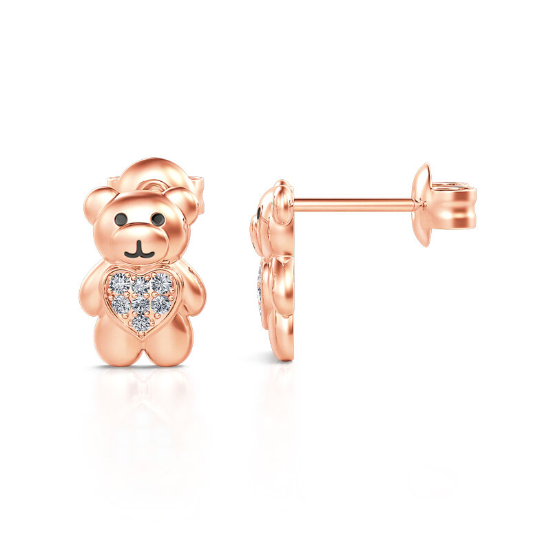 Jeulia "Tiny Bear" Teddy Bear Sterling Silver Stud Earrings