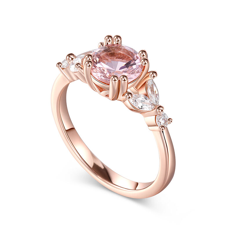 Jeulia Nature Inspired Round Cut Synthetic Morganite Sterling Silver Ring