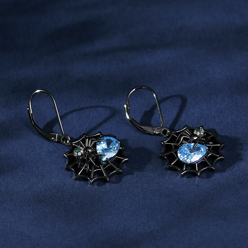 Jeulia "Clever Creator" Spider&Cobweb Pear Cut Sterling Silver Earrings