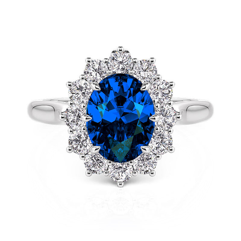 Jeulia Vintage Halo Dual Wear Oval Sapphire Cocktail Ring