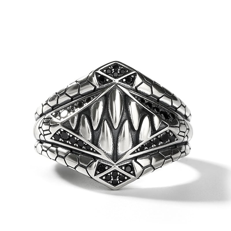 Jeulia Sharp-toothed Symbiote Superhero Inspired Sterling Silver Men's Band