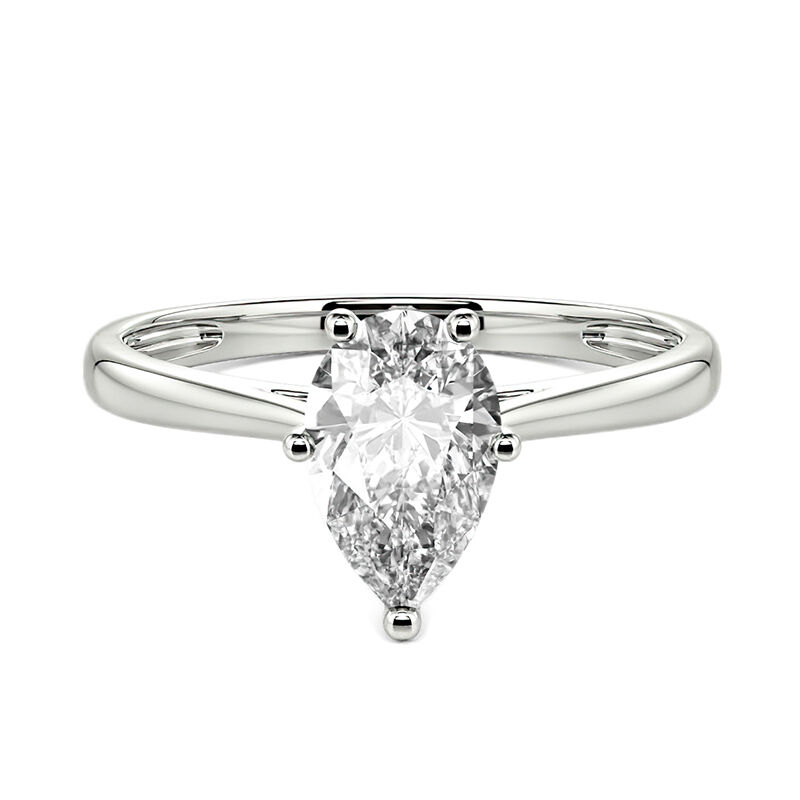 Jeulia Pear Cut Solitaire Sterling Silver Engagement Ring