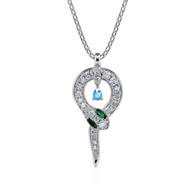 Jeulia "Spiritual Rebirth" Snake Pear Cut Sterling Silver Necklace