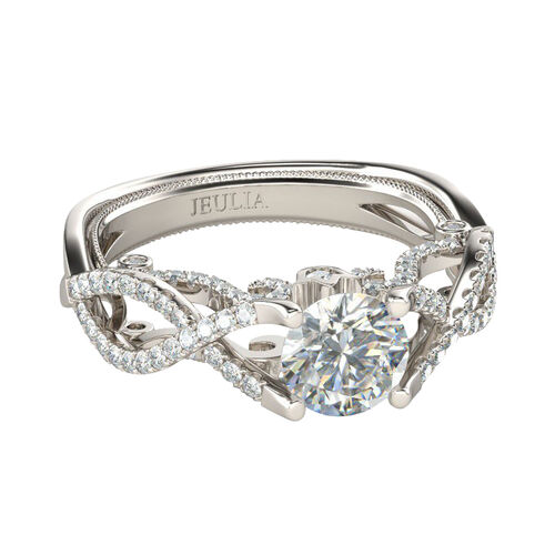 Jeulia Unique Twist Style Round Cut Sterling Silver Ring