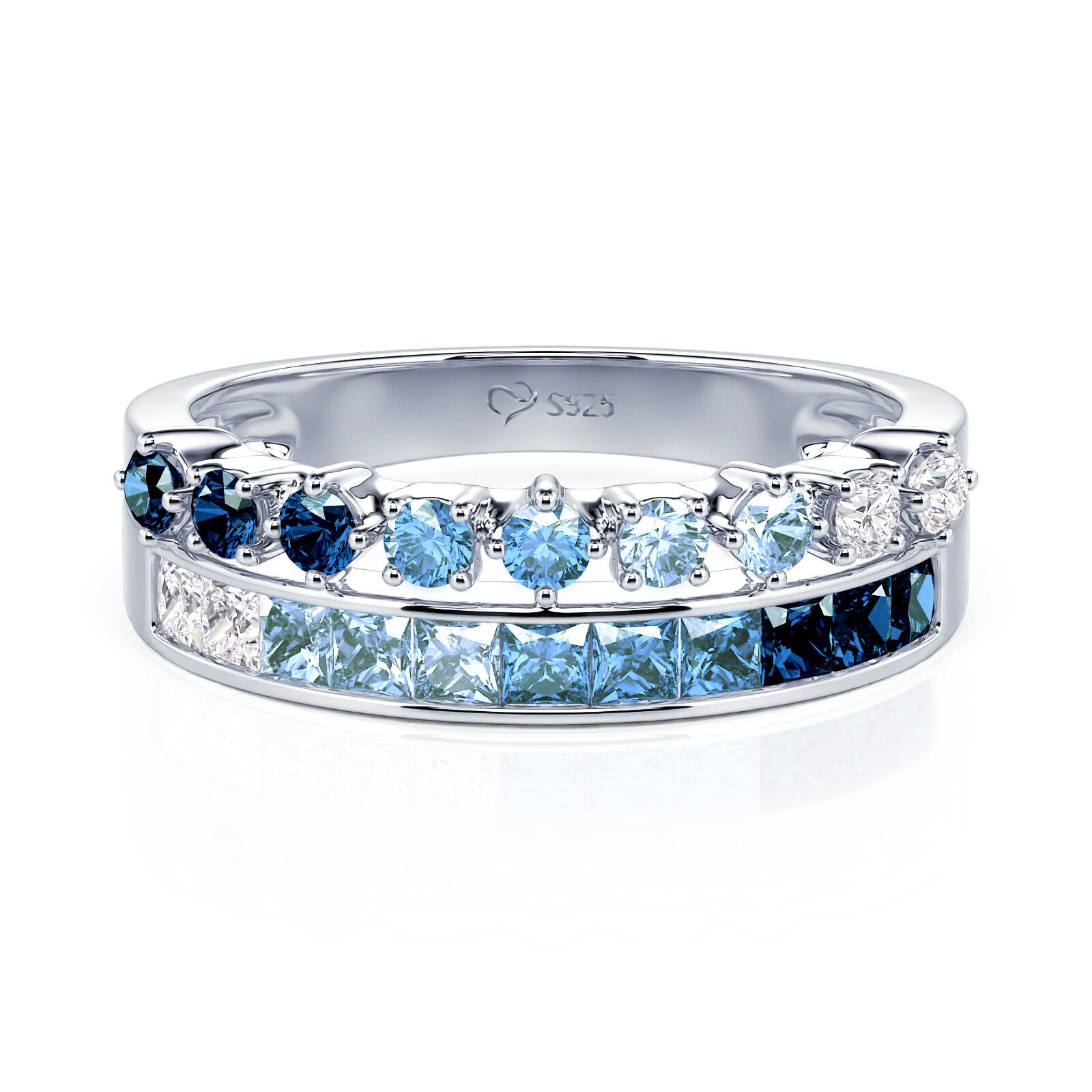 Jeulia Gradient Double Row Eternity Band Ring Sterling Silver