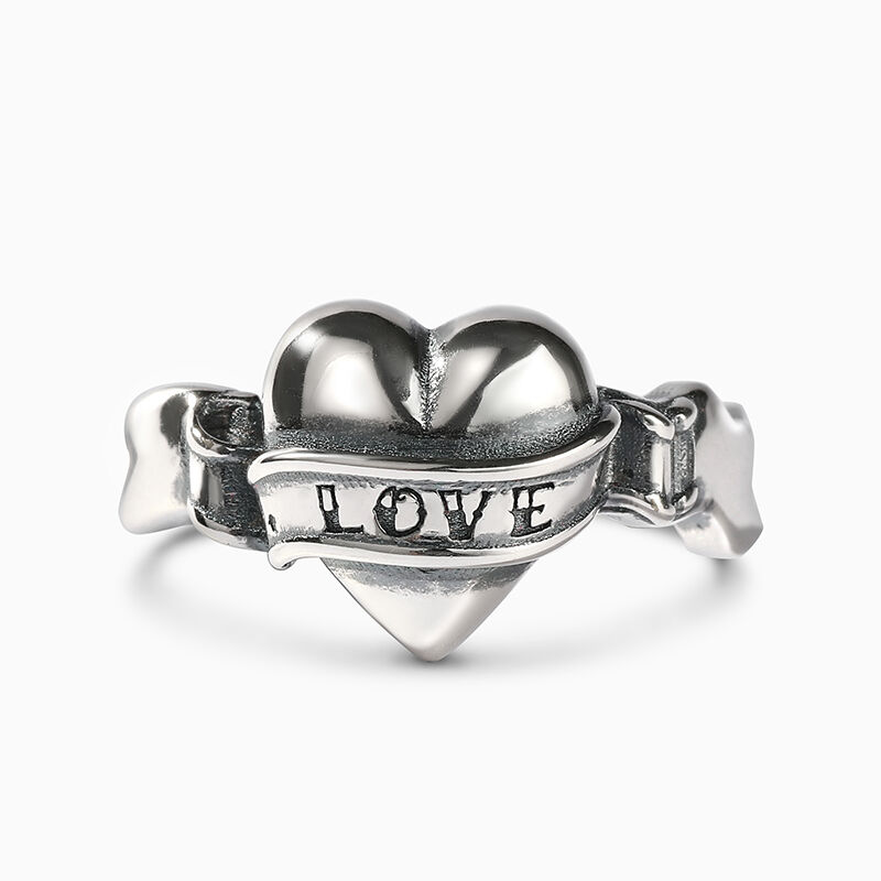 Jeulia "Carved Love" Heart Design Sterling Silver Ring