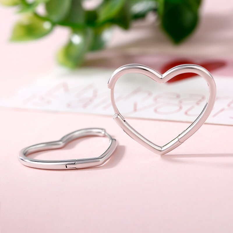 Jeulia Classic Heart Design Sterling Silver Hoop Earrings