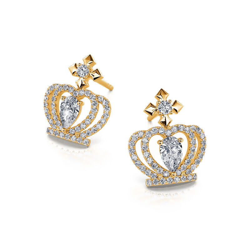 Jeulia "Queen Crown" Pear Cut Sterling Silver Stud Earrings