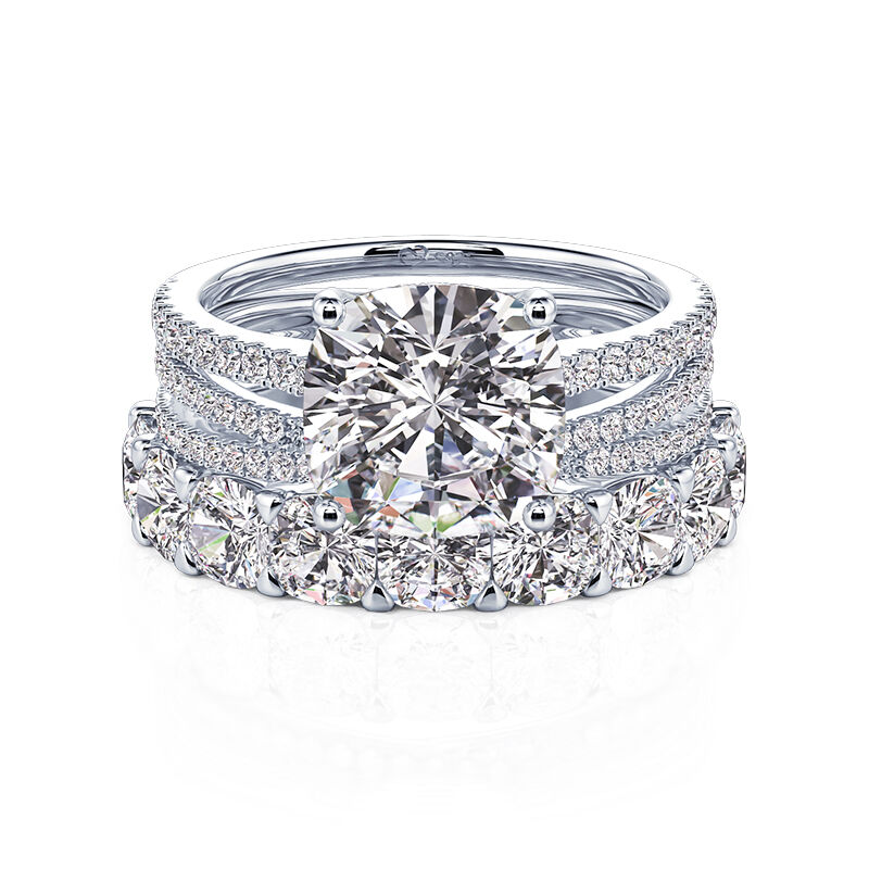 Jeulia Hidden Halo Glitter Radiant Cut Ring Set 3PCS