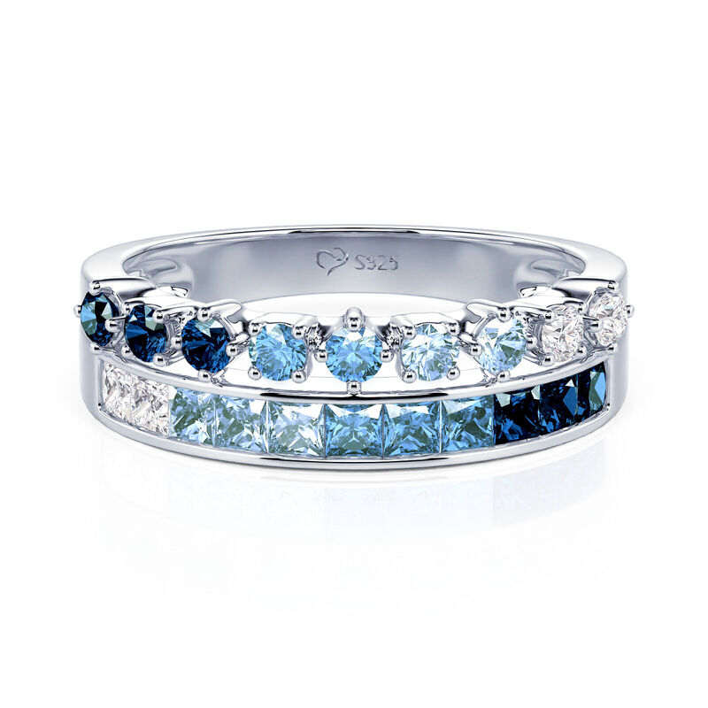 Jeulia Bague Éternité Double Rangée Dégradée en Argent Sterling