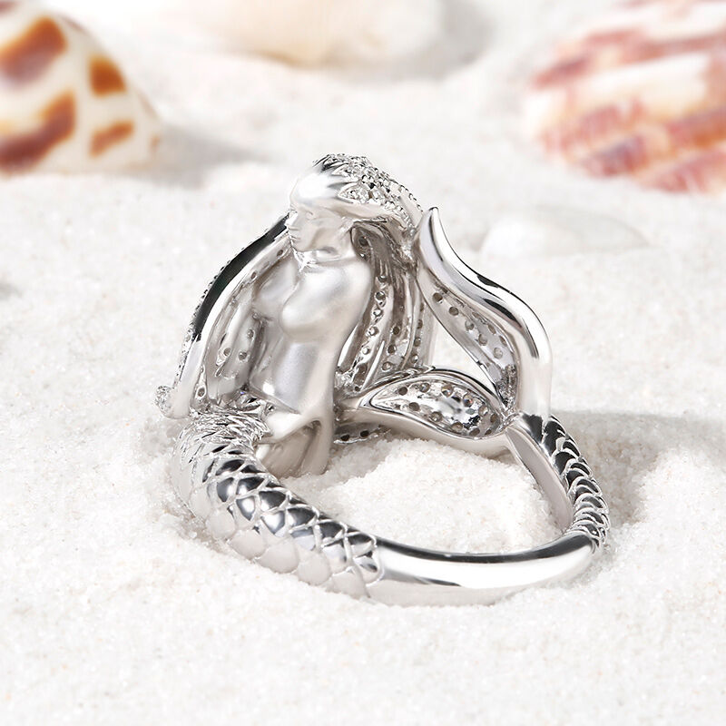 Jeulia "Goddess of the Sea" Sterling Silver Mermaid Ring