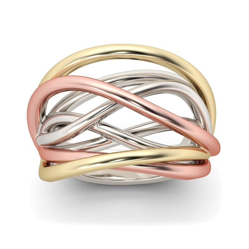جوليا خاتم بقطع دائري من الفضة الإسترليني بثلاثة ألوان