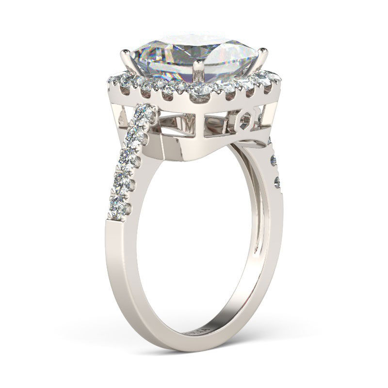 Jeulia Halo Princess Cut Sterling Silver Ring