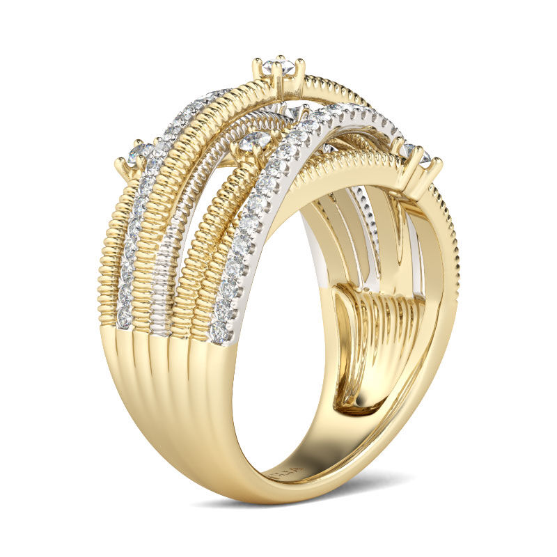 جوليا خاتم خيط من الفضة الإسترليني بلونين النسائية