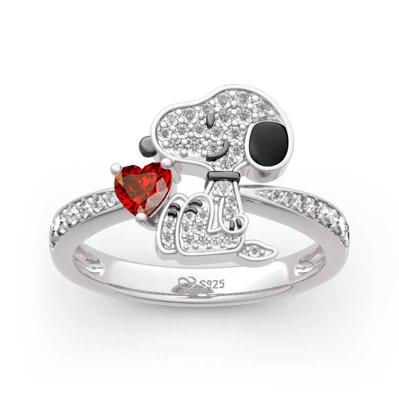 Jeulia "Live In The Present" Puppy Heart Cut Sterling Silver Ring