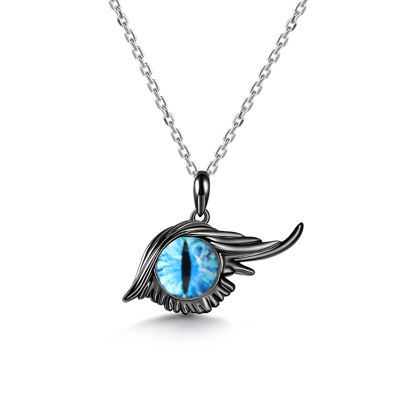 Jeulia "Magic in Your Life" Black Cat Eye Sterling Silver Necklace