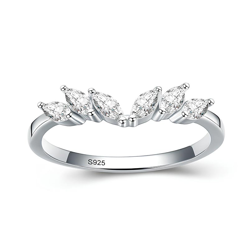 Jeulia Simple Marquise Cluster Women's Wedding Band Stackable Sterling Silver