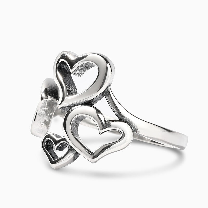 Jeulia "Lovely Hearts" Sterling Silver Open Ring