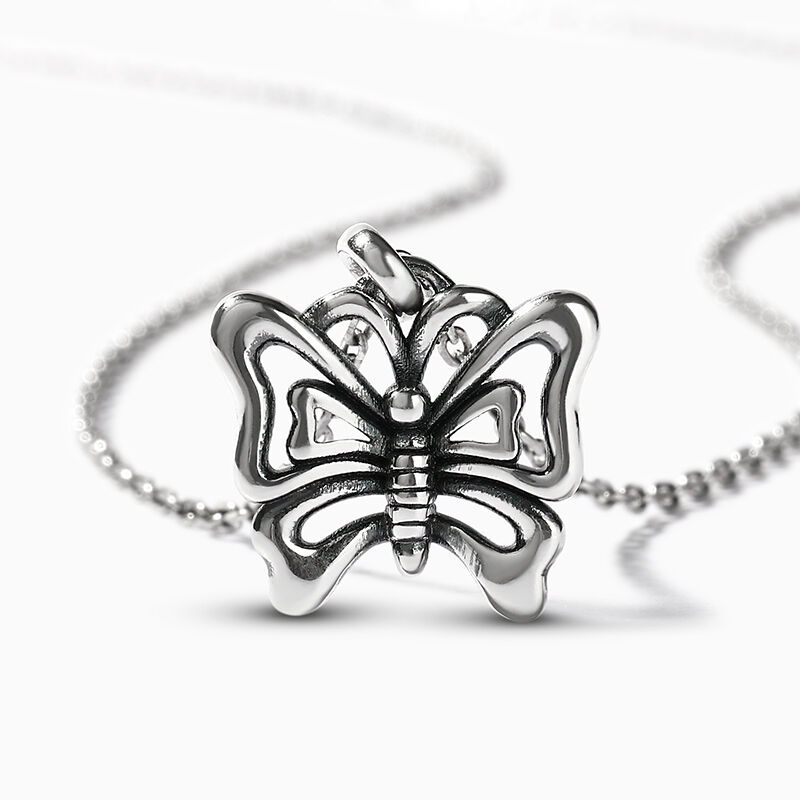 Jeulia "Fly Me to the Sky" Butterfly Sterling Silver Necklace