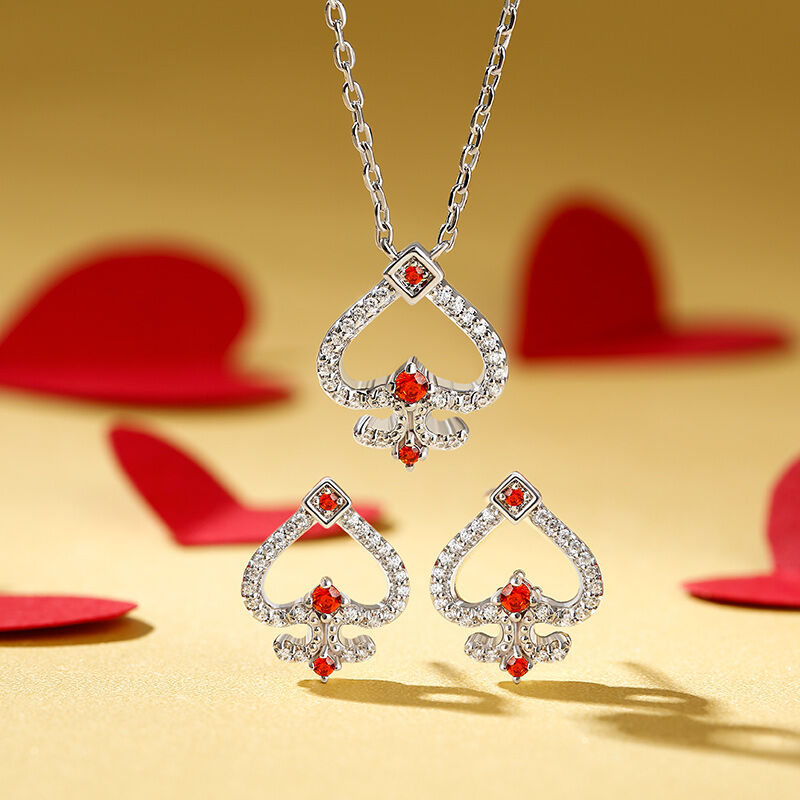 Jeulia "Mystical World" Poker Ace of Spades Sterling Silver Jewelry Set