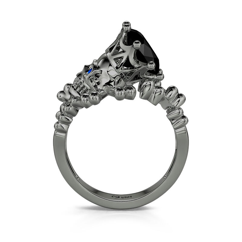 Jeulia Round Cut Sterling Silver Skull Ring