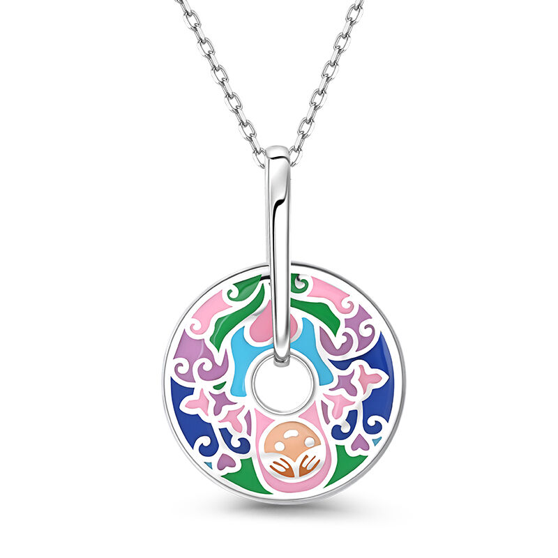 Jeulia "Miracle" Face Enamel Sterling Silver Necklace