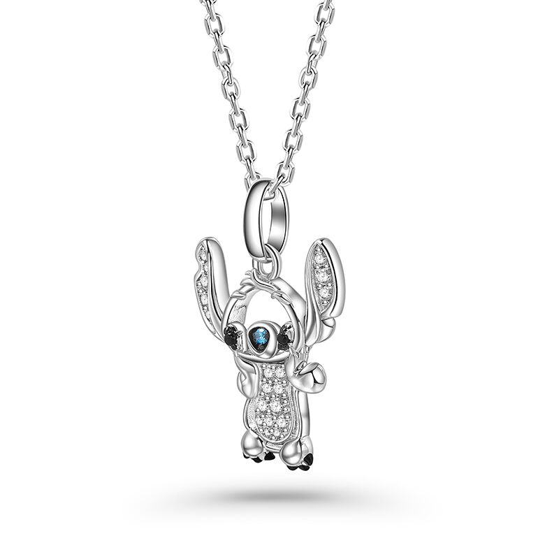 Jeulia "Too Cute Black Eyes" Little Monster Necklace Sterling Silver