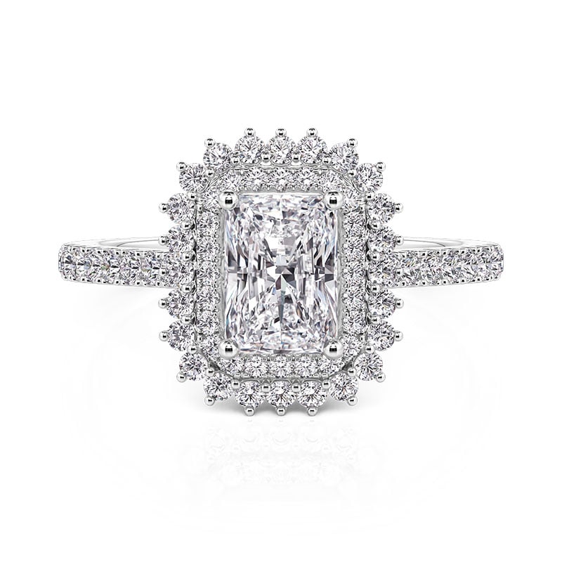 Jeulia Double Halo Radiant Cut Engagement Ring