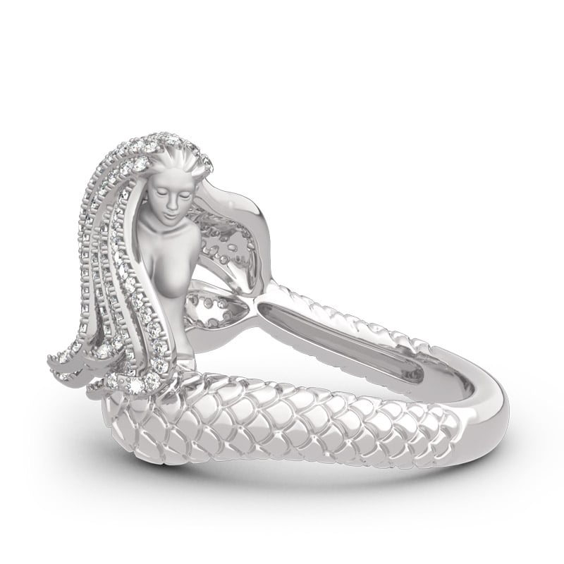 Jeulia "Goddess of the Sea" Sterling Silver Mermaid Ring