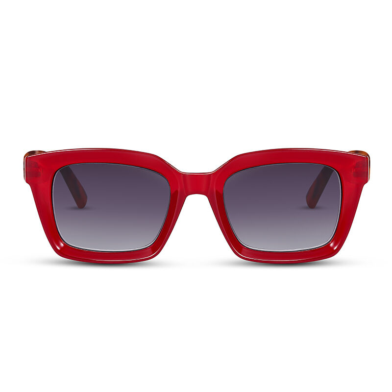 Jeulia Gafas de sol unisex rectangulares de color rojo/gris
