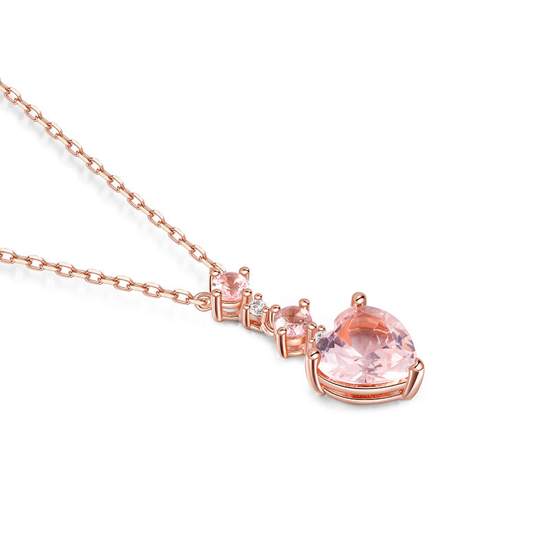 Jeulia "Enchanting Grace" Heart Cut Synthetic Morganite Sterling Silver Necklace