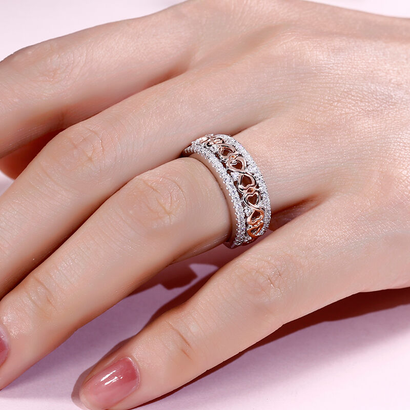 Jeulia "Eternity Love" Zweifarbig Infinity Sterling Silber Damen Memoire Ring