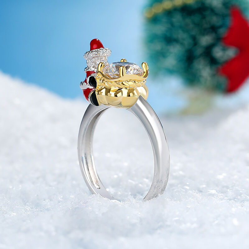 جوليا Hug Me خاتم قطع دائري من الفضة الإسترليني بتصميم كيس حلوى "طفل عيد الميلاد"