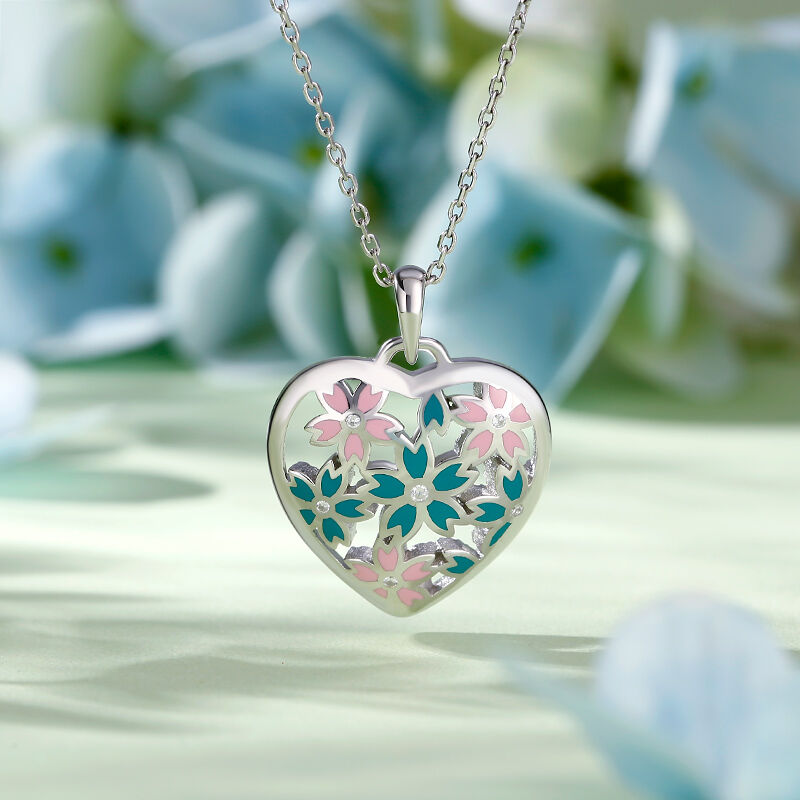 Jeulia "Smell the Spring" Enamel Sterling Silver Necklace