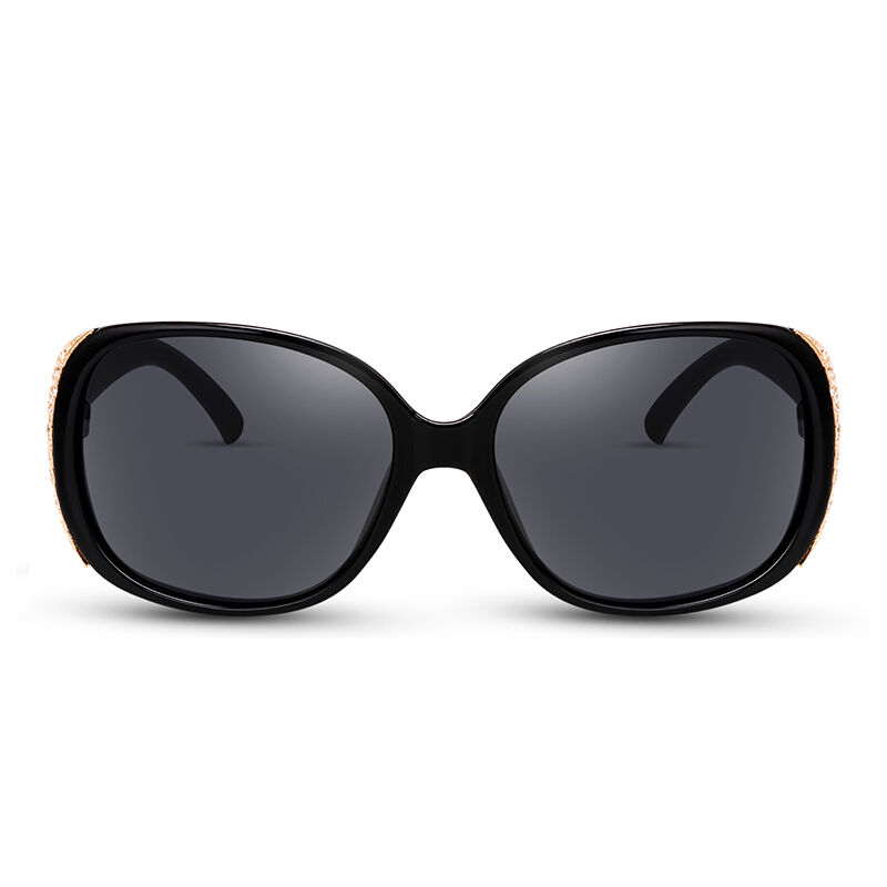 Jeulia "Make Waves" Oval Black/Grey Polarized Women's Sunglasses