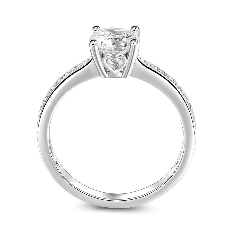 Jeulia Solitaire Bague de fiançailles Ensemble de canaux Pierre latérale Argent Sterling