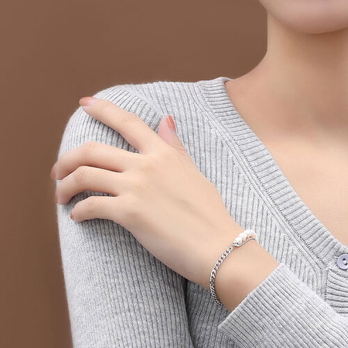 Jeulia Demi Pearl and Chain Sterling Silver Bracelet