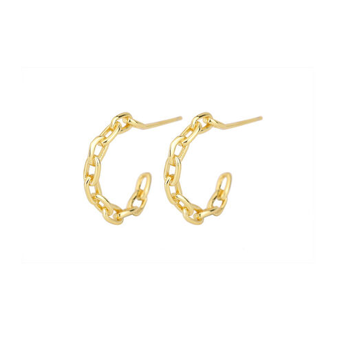 Jeulia Chain Design Sterling Silver Hoop Earrings