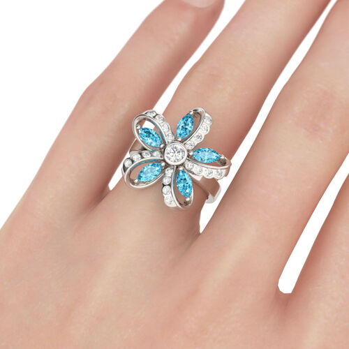 Jeulia Flower Design Sterling Silver Ring