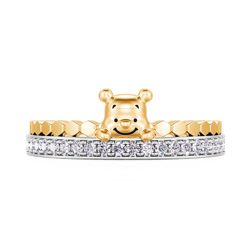 Jeulia "Bear in Honey" Two Tone Women's Wedding Band Sterling Silver
