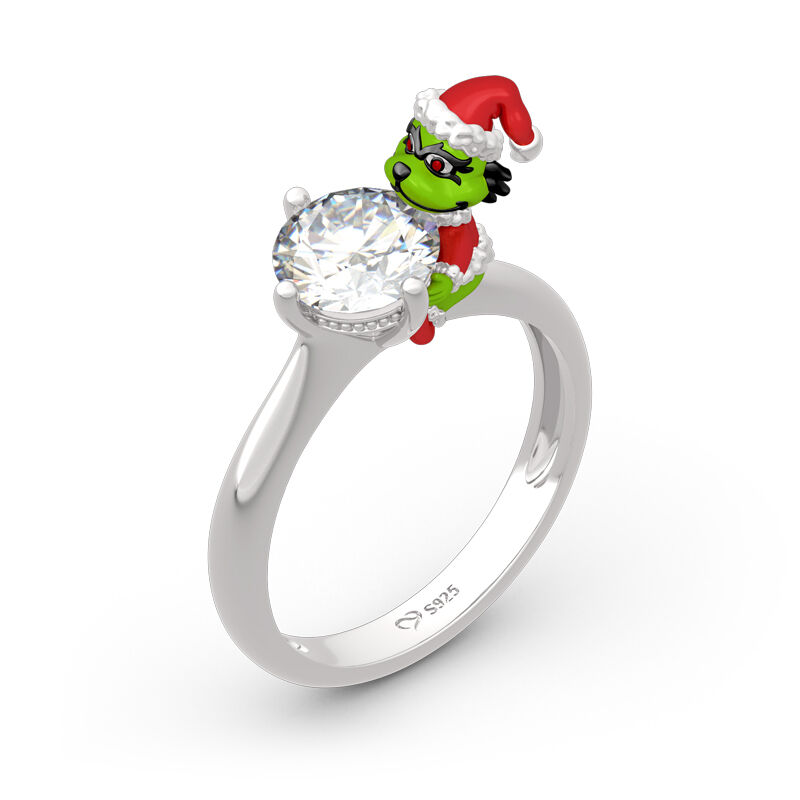 Jeulia Hug Me "Welcome Christmas" Round Cut Sterling Silver Ring