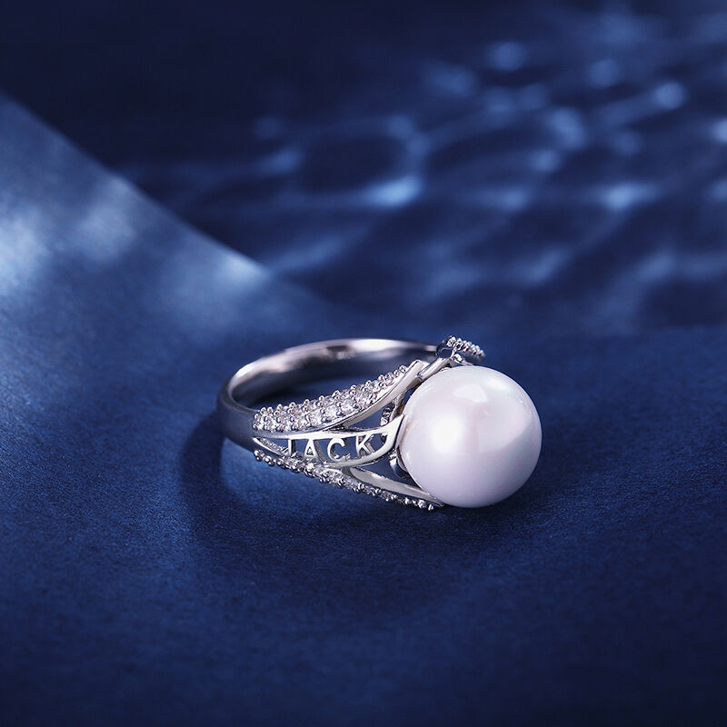 Jeulia Pearl Personalized Sterling Silver Ring