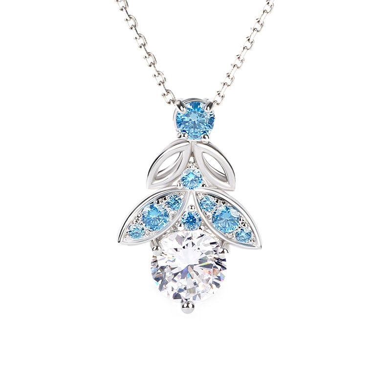 Jeulia Butterfly Round Cut Sterling Silver Necklace