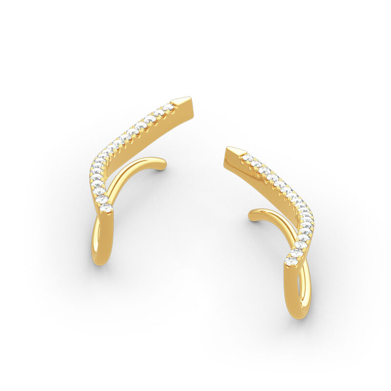 Jeulia Curved Sterling Silver Climber Earrings