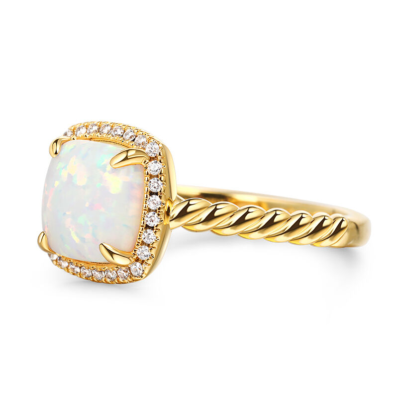 Jeulia Anello con opale aureolato in argento sterling