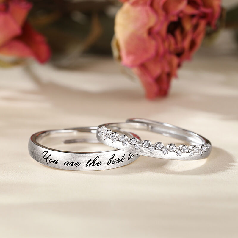 Jeulia "Endless Love" Sterling Silver Adjustable Couple Rings