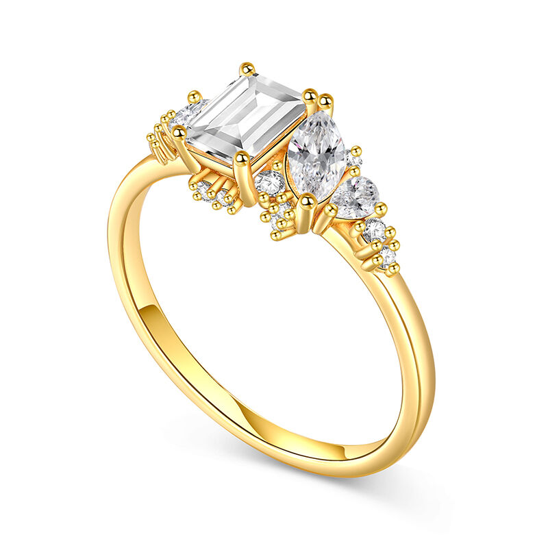 Jeulia Gold Tone Cluster Ring Sterling Silver