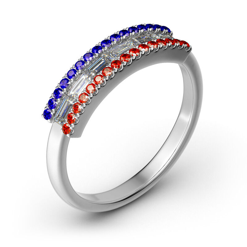 Jeulia Blå-vit-röd Stapelbar Vigselring Sterling Silver